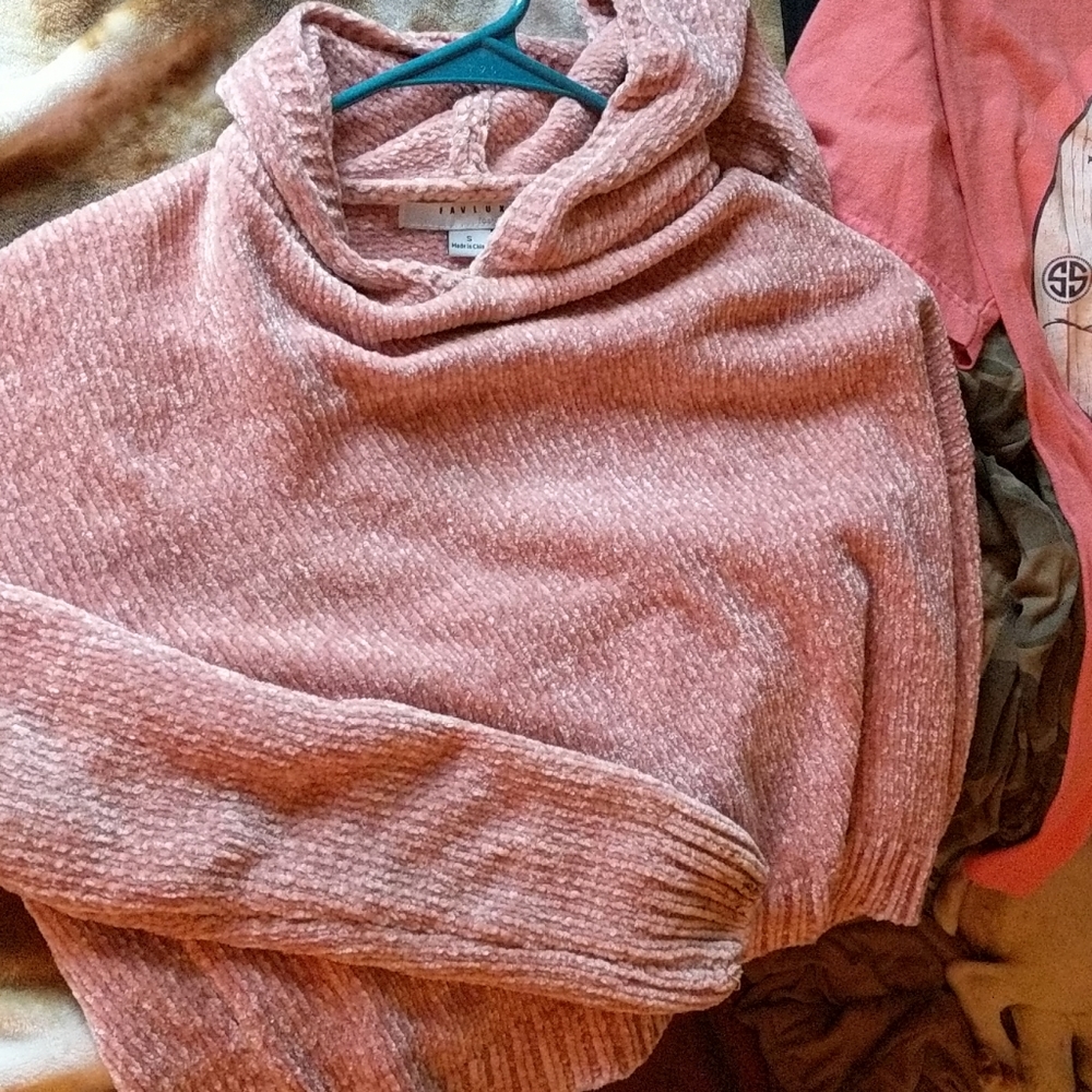 Pink cropped sweatwr